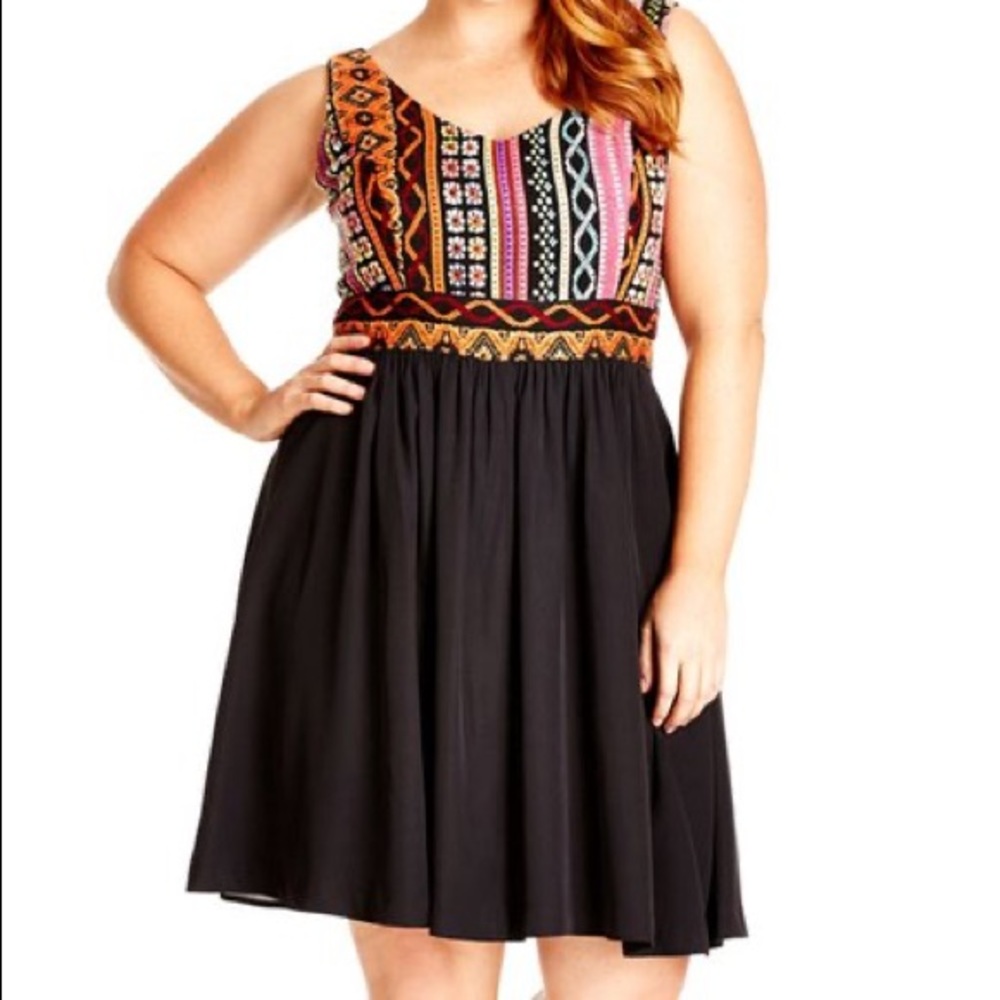 City Chic Embroidered Indie Dress